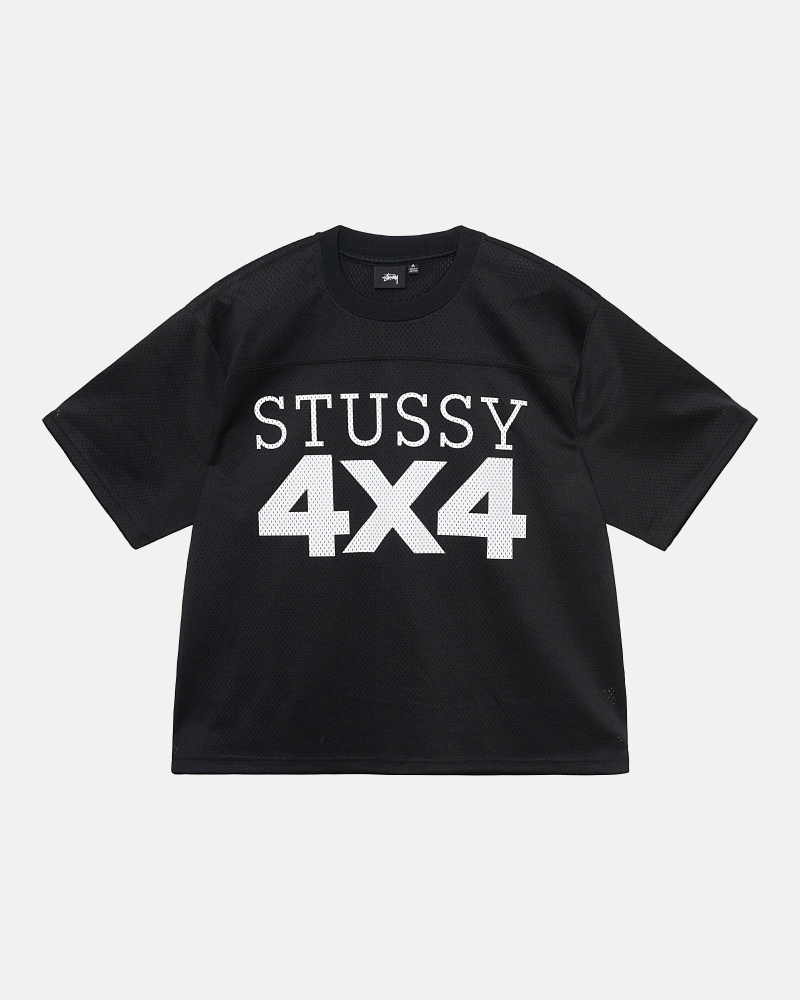 Stussy 4X4 Mesh Football Jersey T-shirts Herren Schwarz | DE0000091