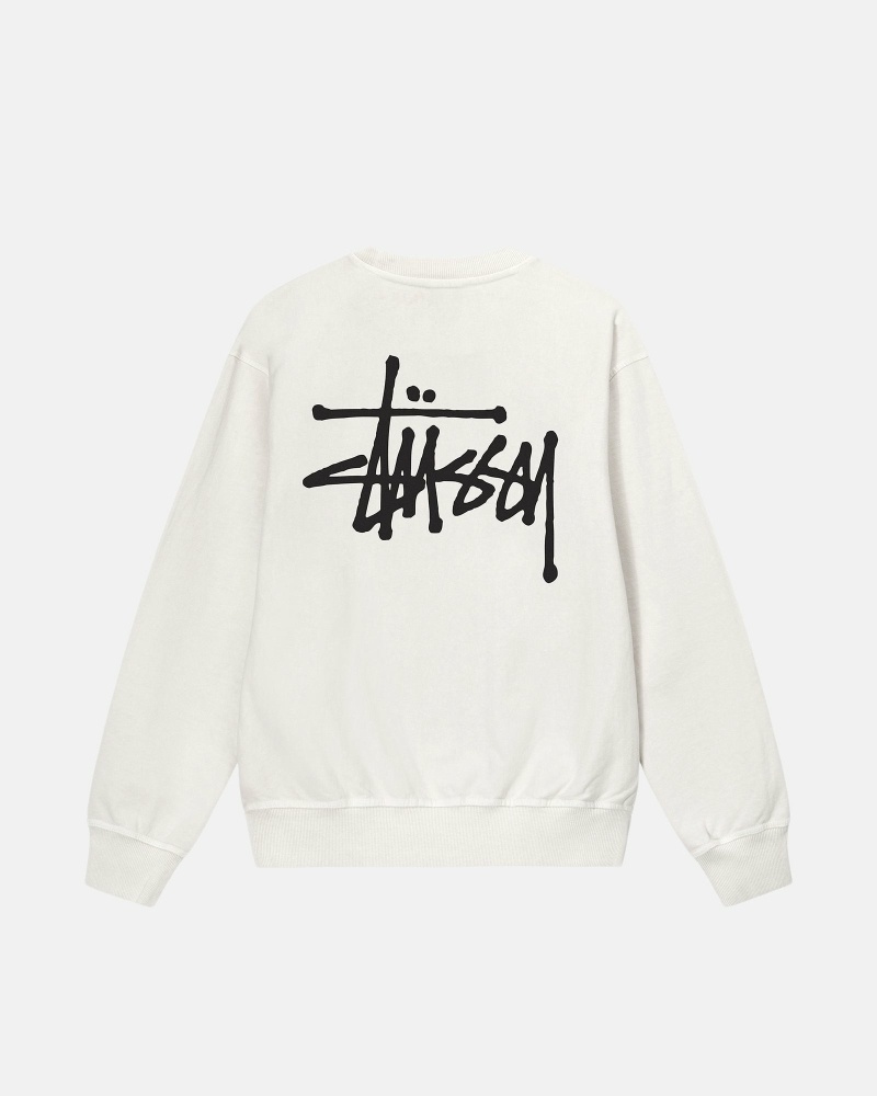 Stussy Basic Pigment Dyed Crew Hoodie Herren Weiß | DE0000002