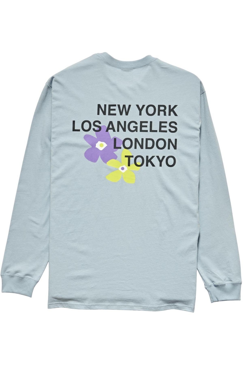 Stussy City Flowers Sweatshirts Herren Blau | DE0000520