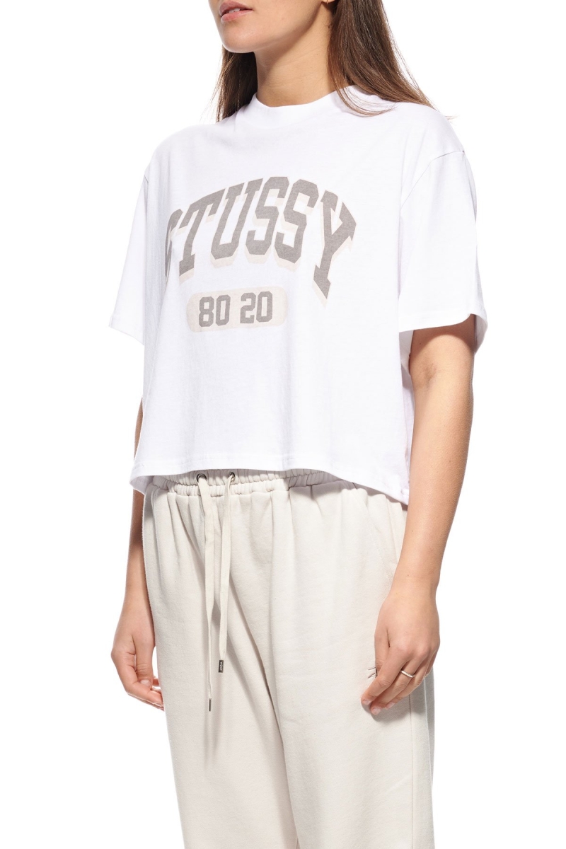 Stussy College Boxy T-shirts Damen Weiß | DE0000130