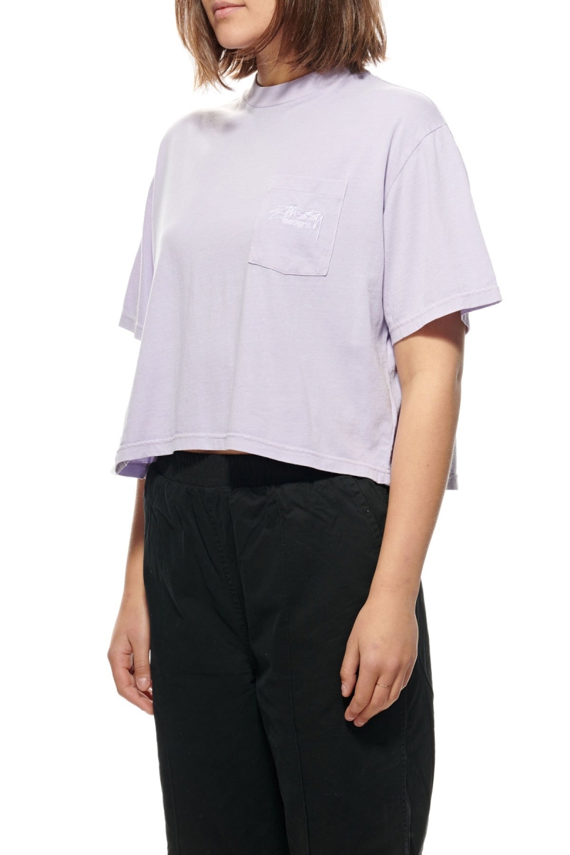 Stussy Designs Pocket Boxy T-shirts Damen Rosa | DE0000152