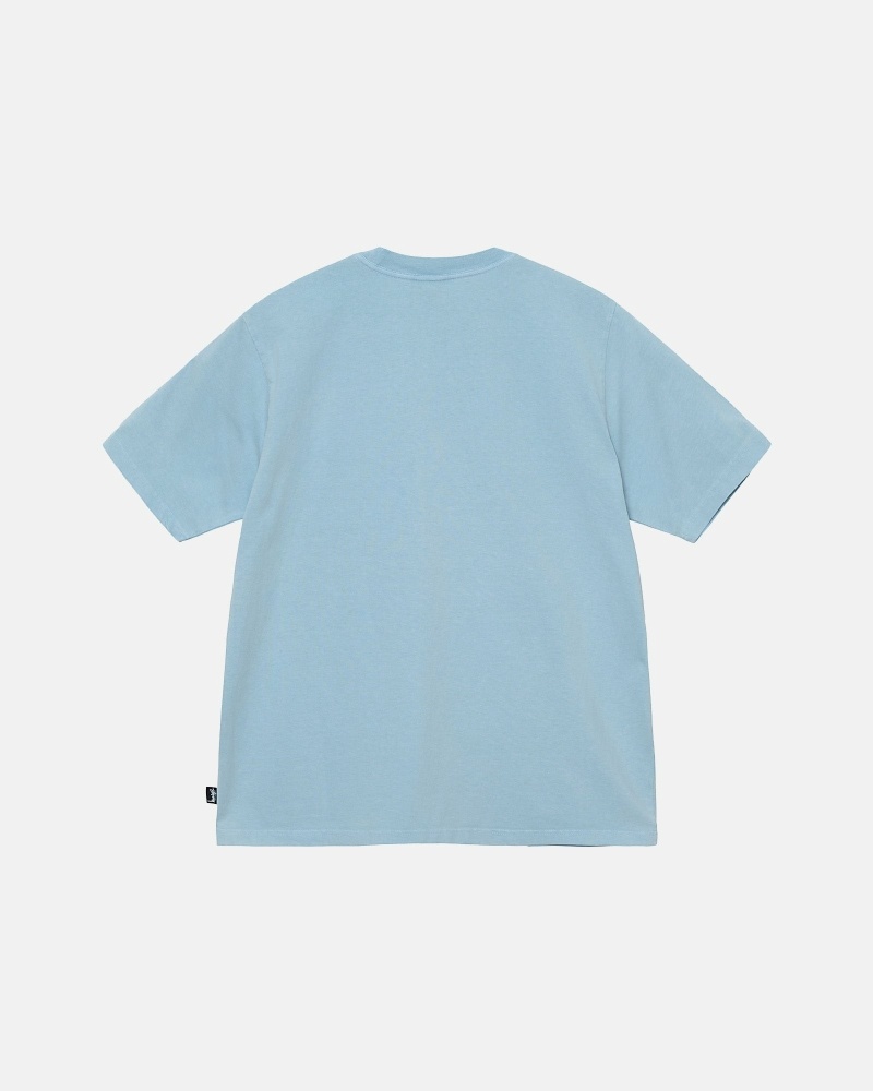 Stussy Heavyweight Pigment Dyed Crew T-shirts Herren Blau | DE0000205