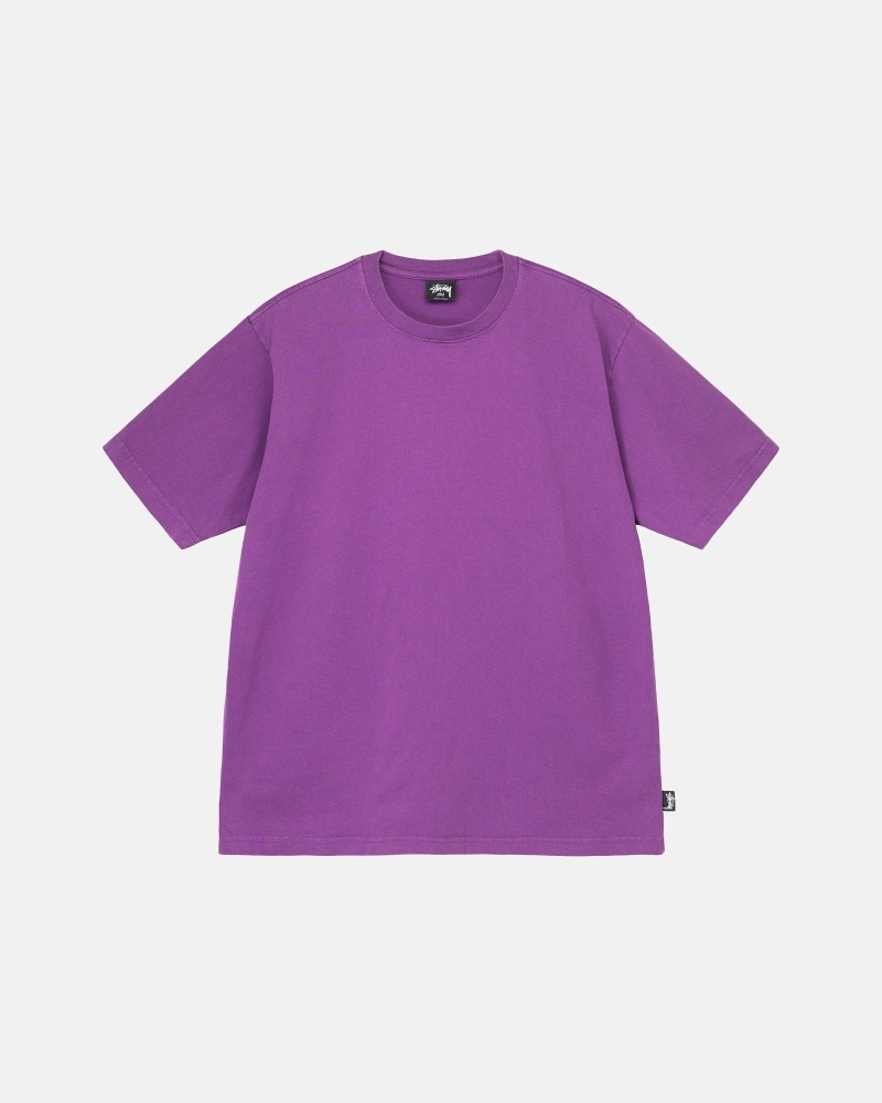 Stussy Heavyweight Pigment Dyed Crew T-shirts Herren Lila | DE0000206