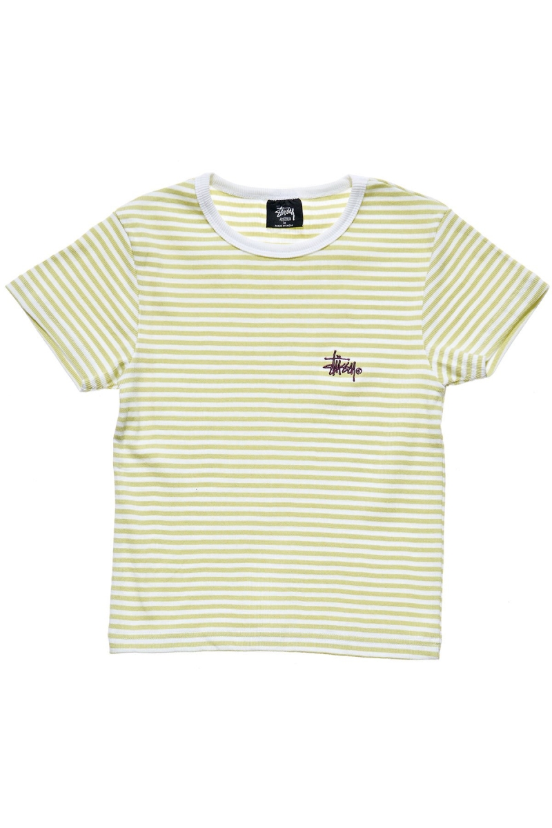 Stussy Hyde Stripe Rib T-shirts Damen Grün | DE0000221