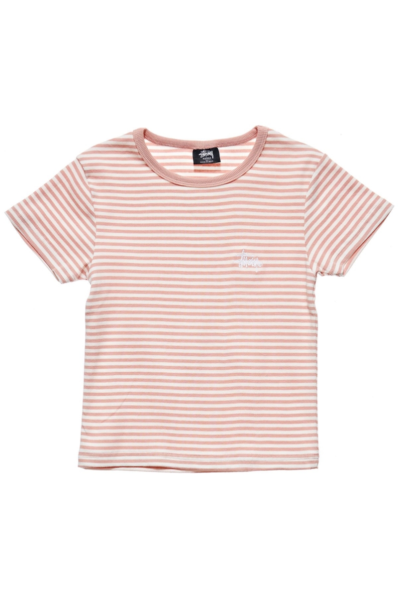 Stussy Hyde Stripe Rib T-shirts Damen Rosa | DE0000222