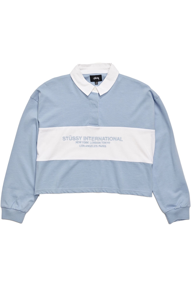 Stussy INT. Panelled Rugby Sweatshirts Damen Blau | DE0000542