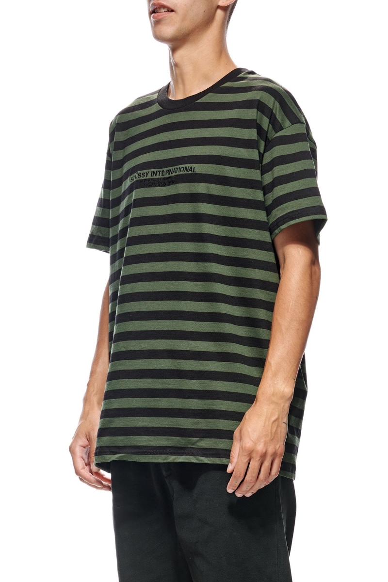 Stussy International Stripe SS T-shirts Herren Grün | DE0000224
