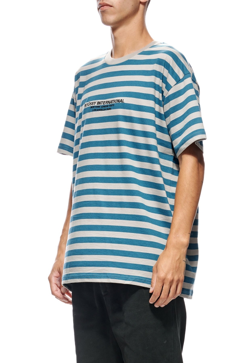 Stussy International Stripe SS T-shirts Herren Blau | DE0000226