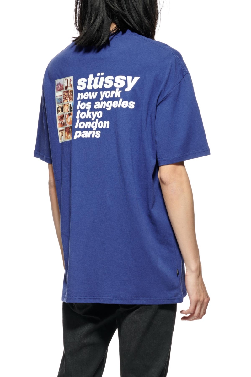 Stussy Italic College SS T-shirts Herren Navy | DE0000227
