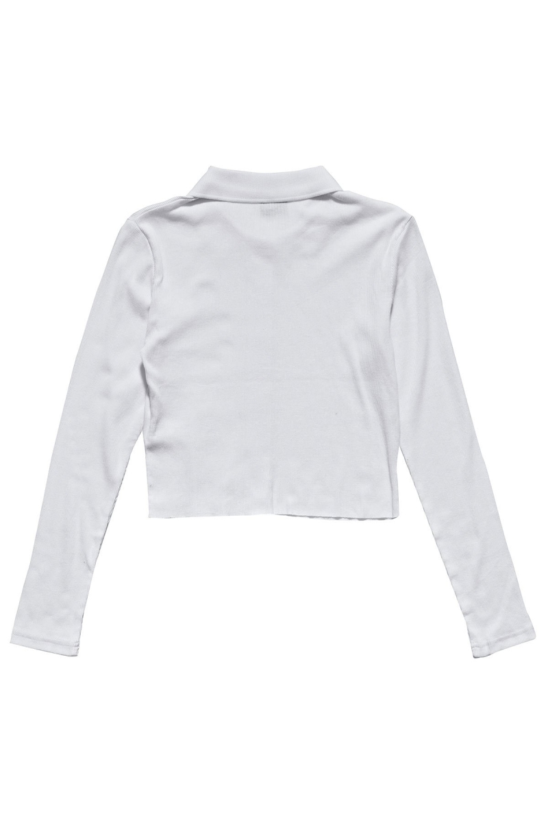 Stussy Markham Rib LS Shirt Sweatshirts Damen Weiß | DE0000550