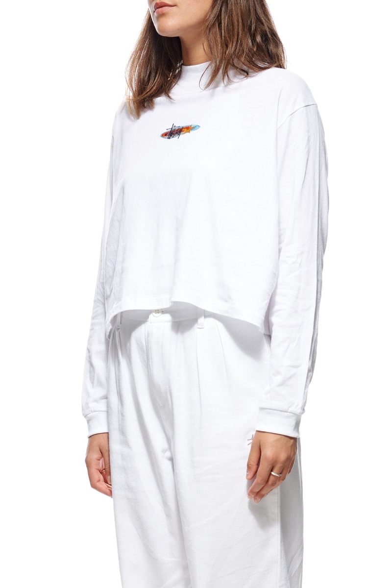 Stussy Maui Mock Neck LS Sweatshirts Damen Weiß | DE0000552
