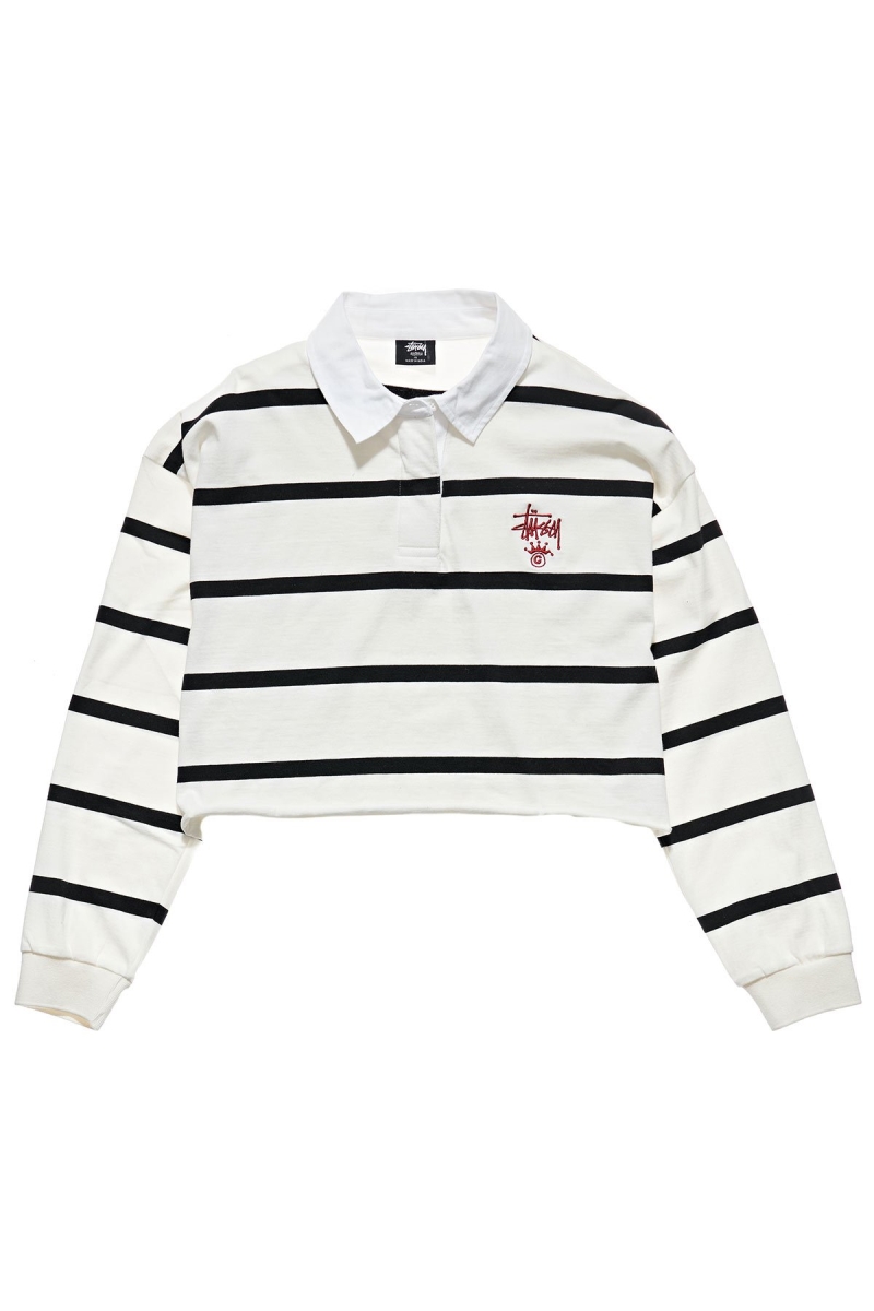 Stussy Monaco Stripe Rugby Sweatshirts Damen Schwarz | DE0000557