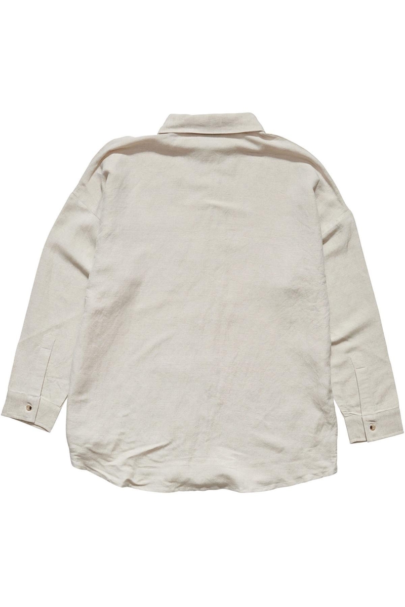 Stussy Shoreline BF Linen Shirt Sportbekleidung Damen Weiß | DE0000409