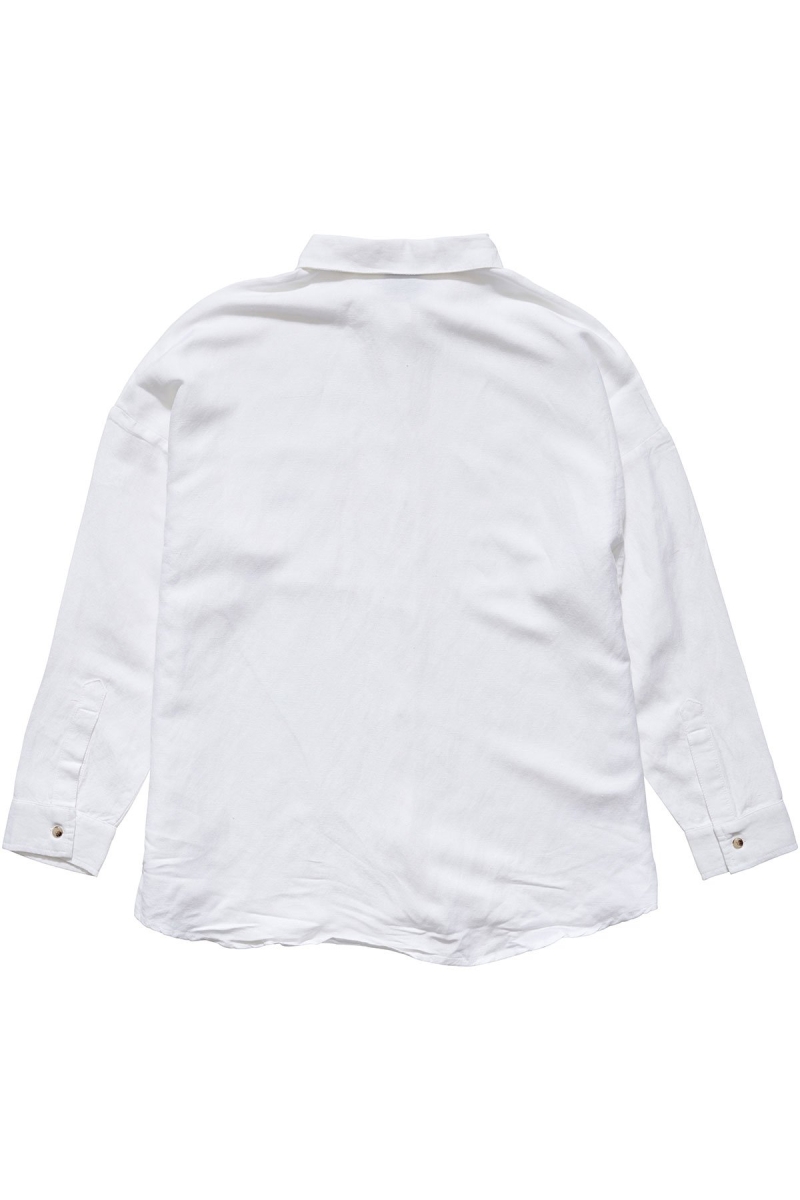 Stussy Shoreline BF Linen Shirt Sportbekleidung Damen Weiß | DE0000411