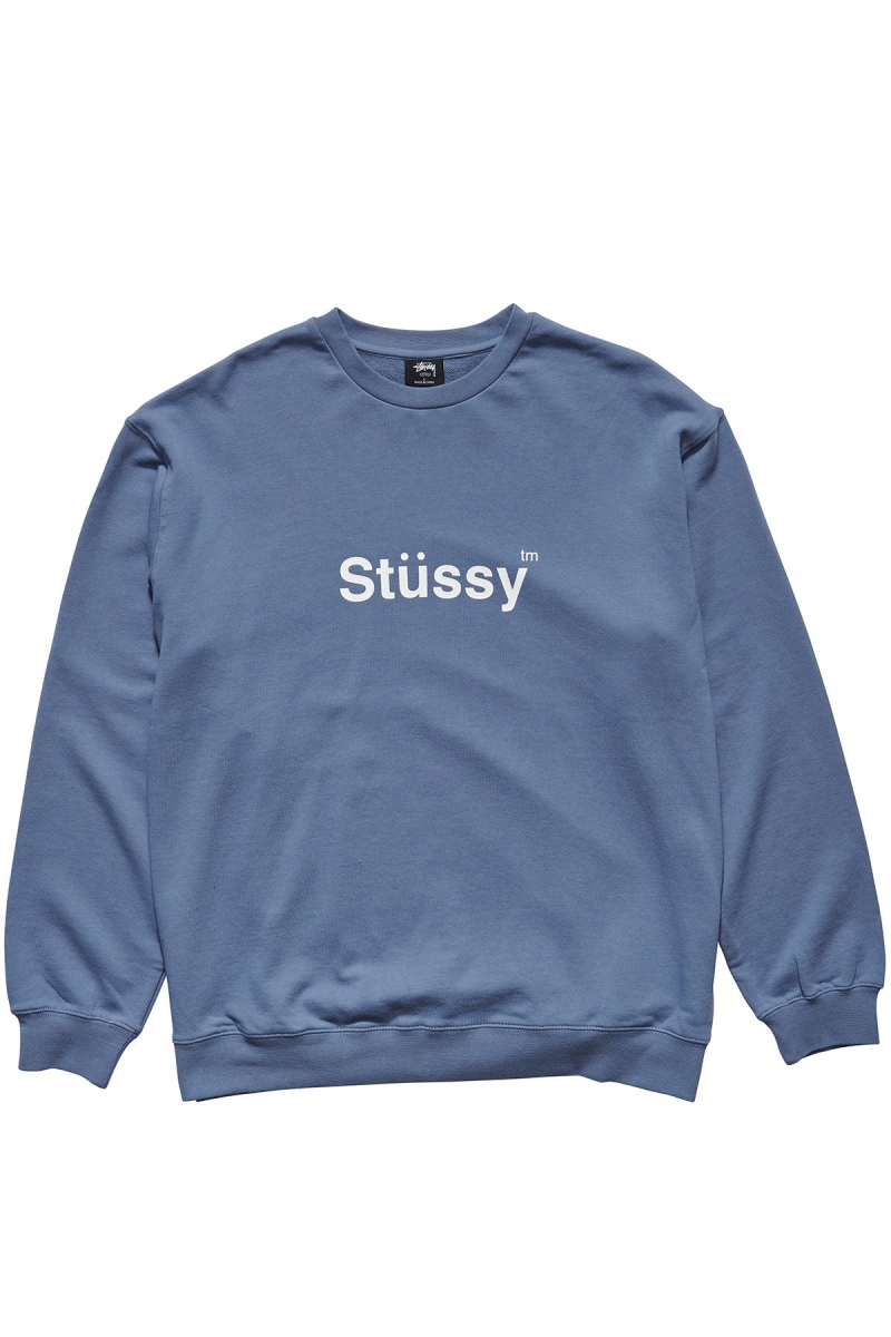 Stussy Text Crew Pullover Herren Blau | DE0000488