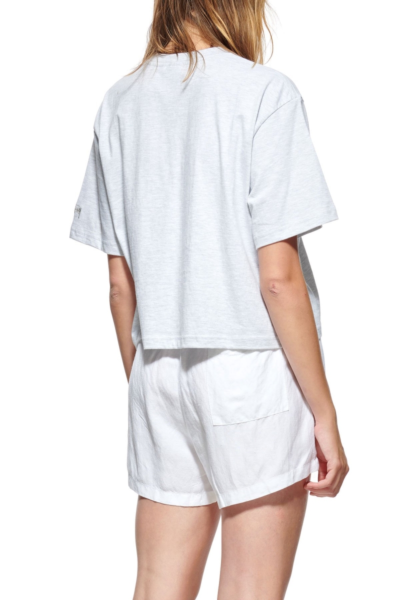 Stussy Text Waisted OS Tee Sportbekleidung Damen Weiß | DE0000423