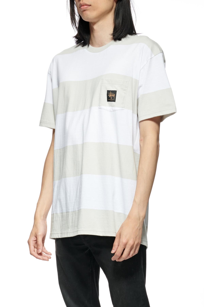 Stussy View Stripe SS Pocket T-shirts Herren Weiß | DE0000284