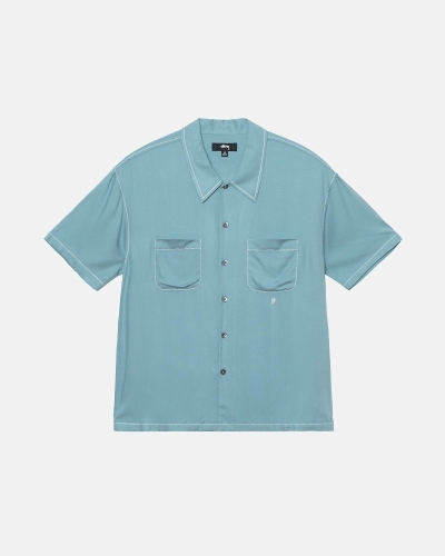 Stussy Contrast Pick Stitched Hemd Herren Blau | DE0000303