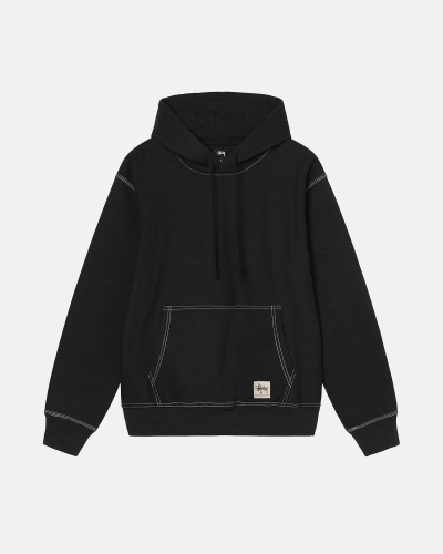 Stussy Contrast Stitch Label Hoodie Herren Schwarz | DE0000032