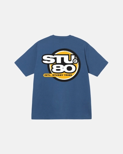 Stussy Hot 80 T-shirts Herren Blau | DE0000216