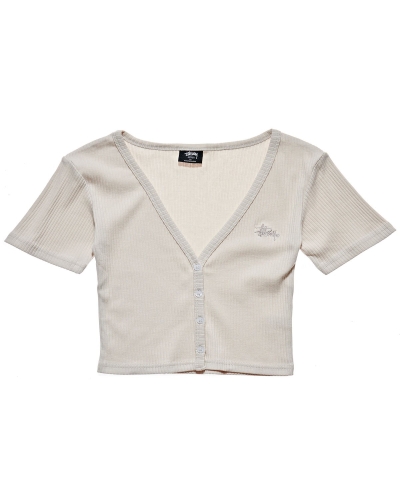 Stussy Margot Button Up Sweatshirts Damen Weiß | DE0000548