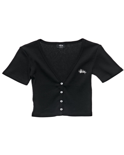 Stussy Margot Button Up Sweatshirts Damen Schwarz | DE0000549