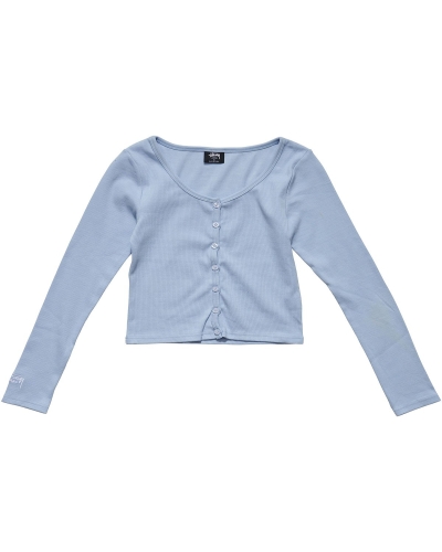 Stussy Mission Rib Button Through Sweatshirts Damen Blau | DE0000554
