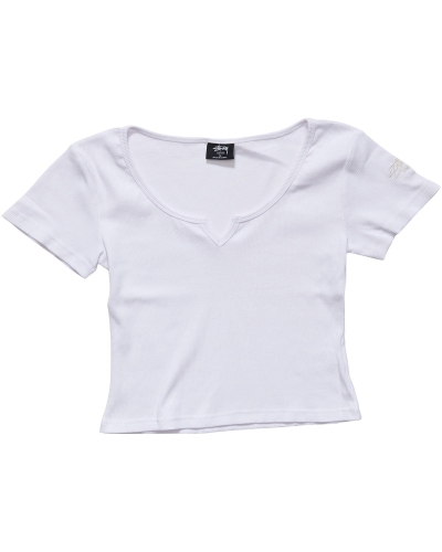 Stussy Mission Rib Insert T-shirts Damen Weiß | DE0000243