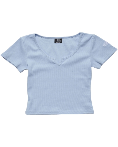 Stussy Mission Rib Insert T-shirts Damen Blau | DE0000246
