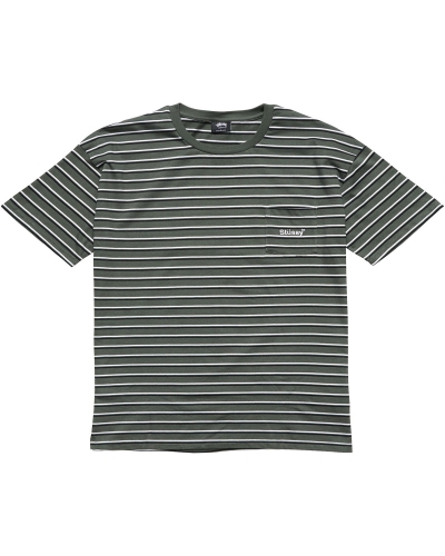 Stussy Text Pocket Stripe T-shirts Herren Grün | DE0000276